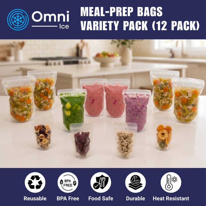 Meal-Prep Bags by Omni Ice™ Freeze & Reheat Variety Pack (12 bags 3 sizes)