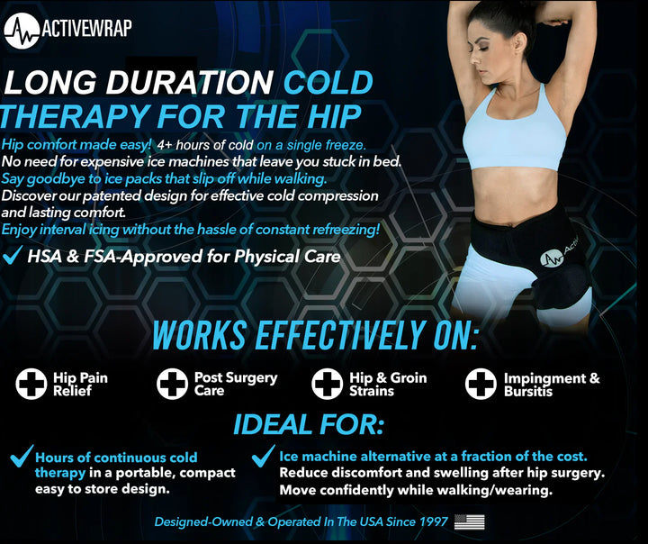 ActiveWrap® Pro 2-4 Hour Hip Ice Wrap w/ One (1) 10"x10" Long Duration Gel Pack - bawhip4 ActiveWrap® Pro 2-4 Hour Hip Ice Wrap w/ One (1) 10"x10" Long Duration Gel Pack - Default Title by Supply Physical Therapy 