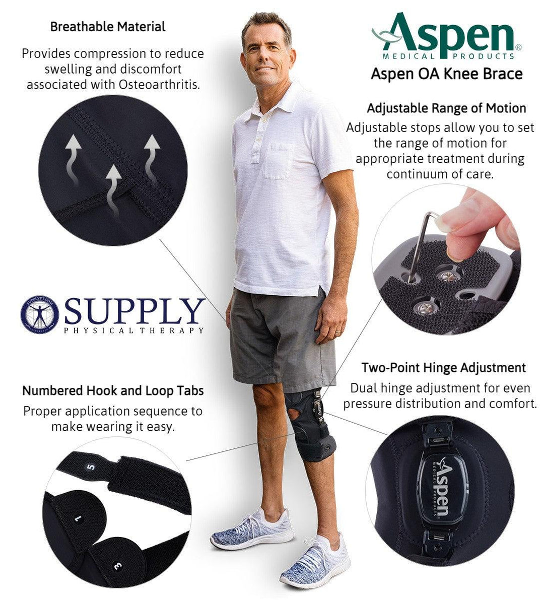 Aspen® OA Knee Wrap - 651021 Aspen® OA Knee Wrap - undefined by Supply Physical Therapy Aspen, Brace, Hip and Knee, Knee, Knee brace