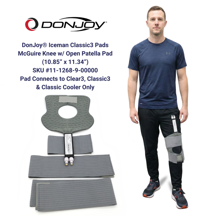 Donjoy® IceMan Classic3 Wrap-On Replacement Pads - 11-1268-9-00000 Donjoy® IceMan Classic3 Wrap-On Replacement Pads - McGuire Knee with Open Patella Pad by Supply Physical Therapy Accessories, Ankle, Back, Best Seller, Classic3, Cold Therapy Units, DJMain, DonJoy, Elbow, Hand and Wrist, Hip, Knee, Wraps