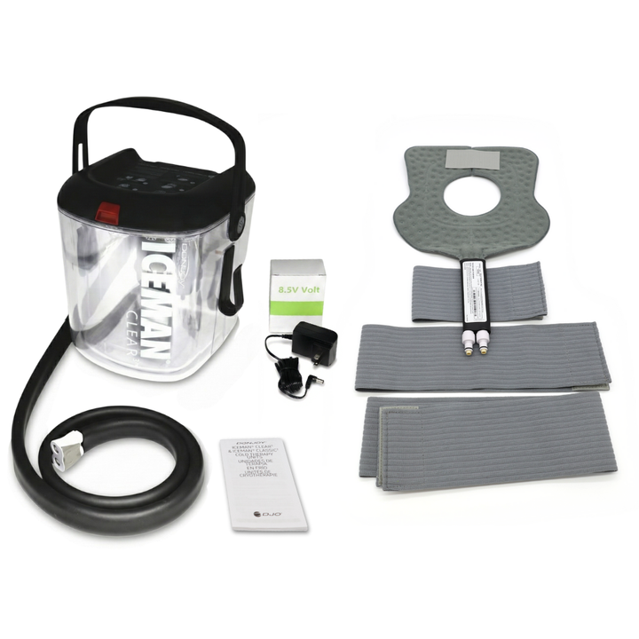 Donjoy® IceMan Clear3 Cooler w/ McGuire Knee Open Patella Pad - 11-0493/11-1268-9 Donjoy® IceMan Clear3 Cooler w/ McGuire Knee Open Patella Pad - Clear3 & One (1) McGuire Knee w/ Open Patella Pad by Supply Physical Therapy Best Seller, Clear3, DonJoy, Hip and Knee