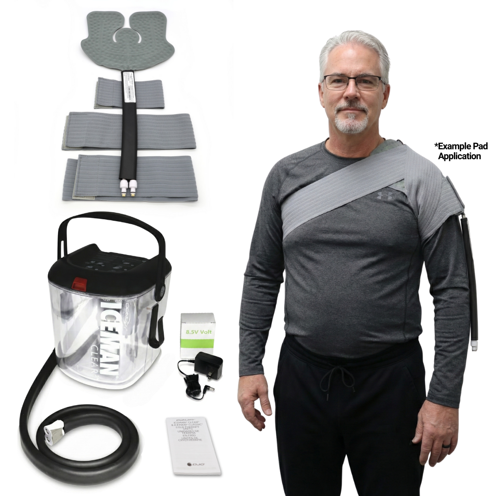 Donjoy® IceMan Clear3 w/ Universal Pad Options - 11-0493/11-0681-9 Donjoy® IceMan Clear3 w/ Universal Pad Options - Clear3 & One (1) Universal Pad - Regular by Supply Physical Therapy Best Seller, Clear3, Cold Therapy Units, DonJoy, Hip and Knee, Universal Pads