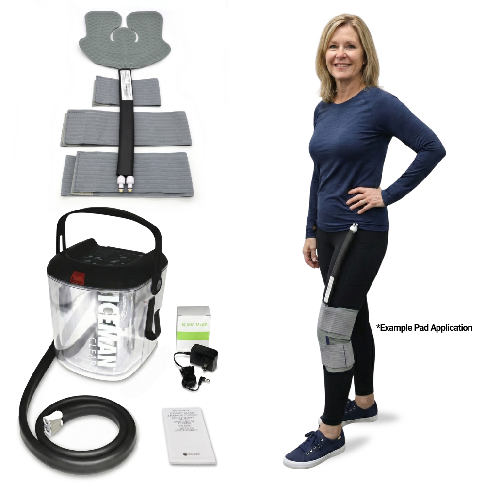 Donjoy® IceMan Clear3 w/ Universal Pad Options - 11-0493/11-0682-9 Donjoy® IceMan Clear3 w/ Universal Pad Options - Clear3 & One (1) Universal Pad - XL w/ Extended Hose by Supply Physical Therapy Best Seller, Clear3, Cold Therapy Units, DonJoy, Hip and Knee, Universal Pads