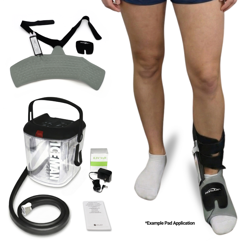 DonJoy® IceMan Clear3 w/ Wrap-On Pads - 11-0493/11-1521 DonJoy® IceMan Clear3 w/ Wrap-On Pads - Clear3 Cooler & One (1) Forefoot Pad by Supply Physical Therapy Ankle, Best Seller, Clear3, Cold Therapy Units, DonJoy, Elbow, Hip, Knee, Shoulder, Thigh, Wrist