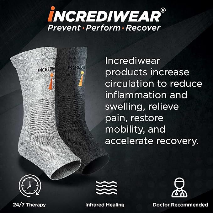 Incrediwear® Ankle Support Sleeve Brace-Gray - IW-G706 Incrediwear® Ankle Support Sleeve Brace-Gray - Small/Medium by Supply Physical Therapy Ankle, Ankle Brace, Foot and Ankle, Incrediwear