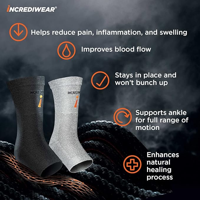 Incrediwear® Ankle Support Sleeve Brace-Gray - IW-G706 Incrediwear® Ankle Support Sleeve Brace-Gray - Small/Medium by Supply Physical Therapy Ankle, Ankle Brace, Foot and Ankle, Incrediwear