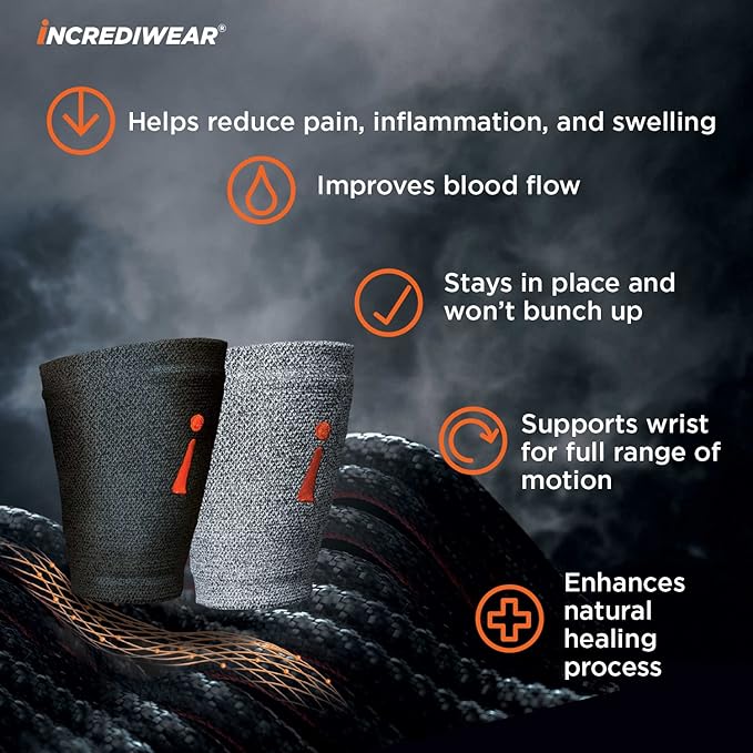 Incrediwear Wrist Sleeve Grey - IW-G711 Incrediwear Wrist Sleeve Grey - S/M / Black by Supply Physical Therapy All Cold Therapy Devices, Bracing And Supports, Hand and Wrist, Incrediwear, Wrist, Wrist/Arm Bracing
