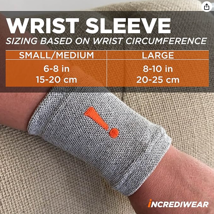 Incrediwear Wrist Sleeve Grey - IW-G711 Incrediwear Wrist Sleeve Grey - S/M / Black by Supply Physical Therapy All Cold Therapy Devices, Bracing And Supports, Hand and Wrist, Incrediwear, Wrist, Wrist/Arm Bracing
