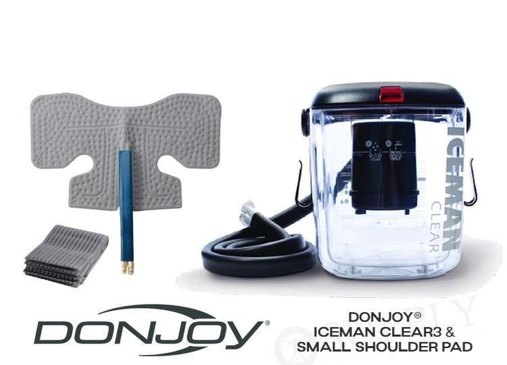 DonJoy® IceMan Clear3 w/ Wrap-On Pads - 11-0493/11-0679-9 DonJoy® IceMan Clear3 w/ Wrap-On Pads - Clear3 Cooler & One (1) Universal Pad - Regular by Supply Physical Therapy Ankle, Best Seller, Clear3, Cold Therapy Units, DonJoy, Elbow, Hip, Knee, Shoulder, Thigh, Wrist