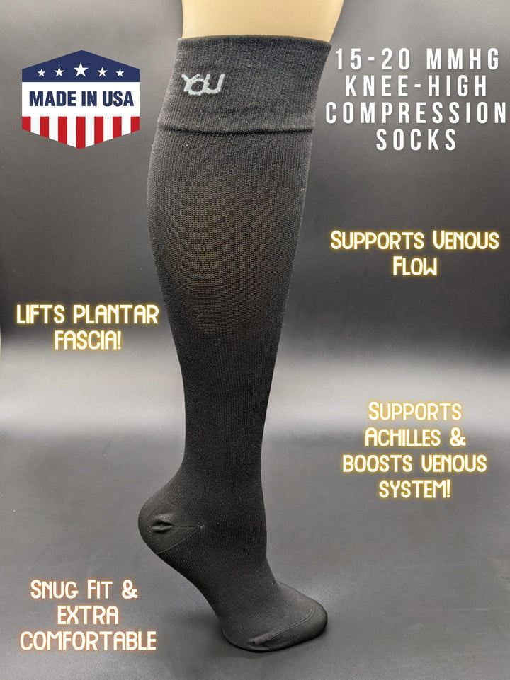 Medium Compression Socks 15-20 mmHg - Knee High - 761K99-SB Medium Compression Socks 15-20 mmHg - Knee High - Small / Black by Supply Physical Therapy 15-20 mmhg, _label_Black Friday Deals, black friday, Compression socks